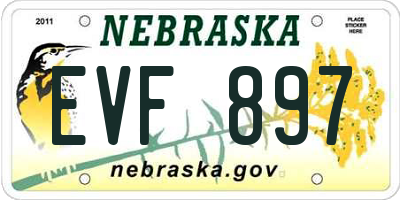 NE license plate EVF897