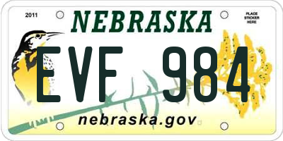 NE license plate EVF984