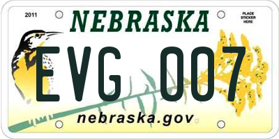 NE license plate EVG007