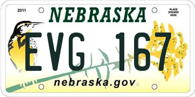 NE license plate EVG167