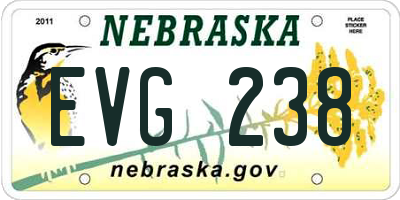NE license plate EVG238