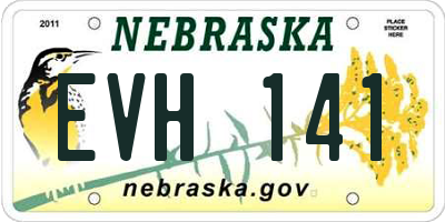 NE license plate EVH141