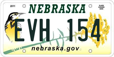 NE license plate EVH154