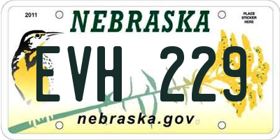 NE license plate EVH229