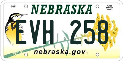 NE license plate EVH258