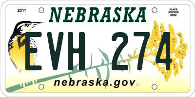 NE license plate EVH274