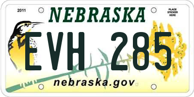 NE license plate EVH285