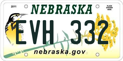 NE license plate EVH332