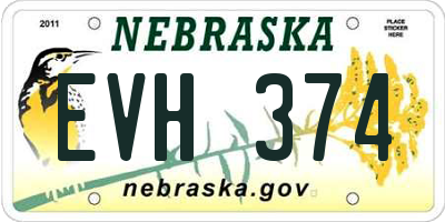 NE license plate EVH374