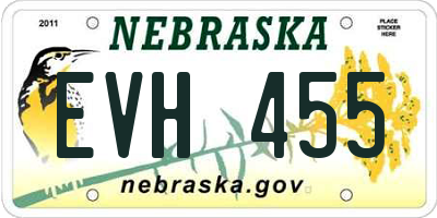 NE license plate EVH455