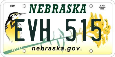 NE license plate EVH515