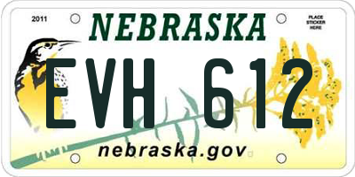 NE license plate EVH612