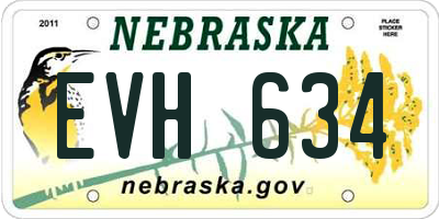 NE license plate EVH634