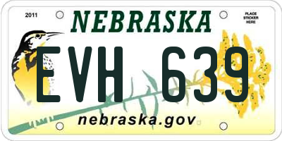 NE license plate EVH639
