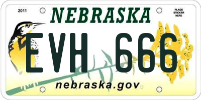 NE license plate EVH666