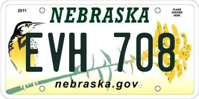 NE license plate EVH708