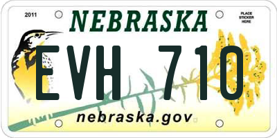 NE license plate EVH710