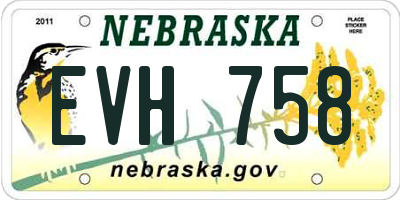 NE license plate EVH758