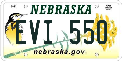 NE license plate EVI550