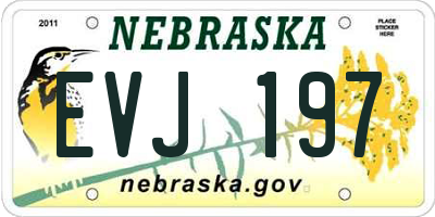 NE license plate EVJ197