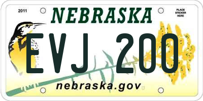NE license plate EVJ200