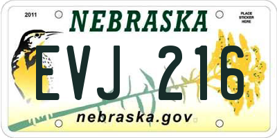 NE license plate EVJ216