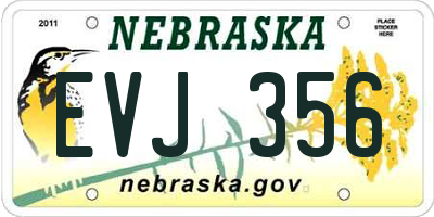 NE license plate EVJ356
