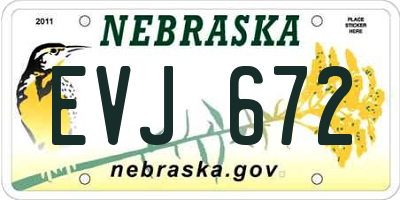 NE license plate EVJ672