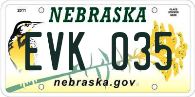 NE license plate EVK035