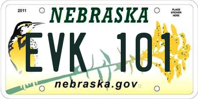 NE license plate EVK101