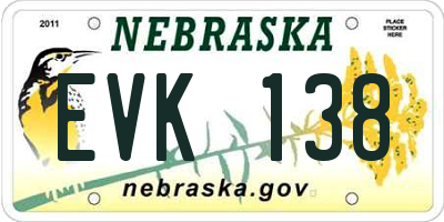NE license plate EVK138