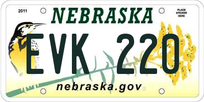 NE license plate EVK220