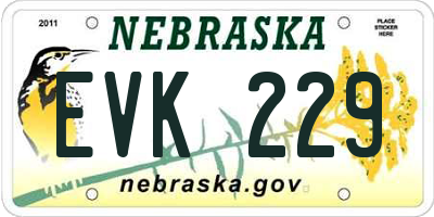 NE license plate EVK229