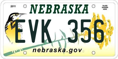 NE license plate EVK356