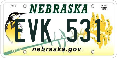 NE license plate EVK531