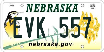 NE license plate EVK557
