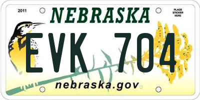 NE license plate EVK704