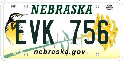 NE license plate EVK756