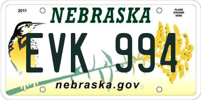 NE license plate EVK994