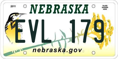 NE license plate EVL179