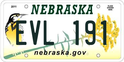 NE license plate EVL191