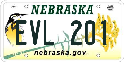 NE license plate EVL201