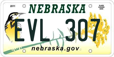 NE license plate EVL307