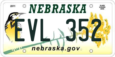 NE license plate EVL352