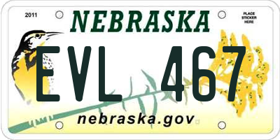 NE license plate EVL467