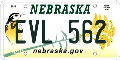 NE license plate EVL562