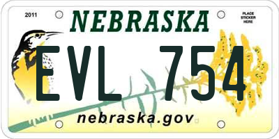 NE license plate EVL754