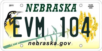 NE license plate EVM104