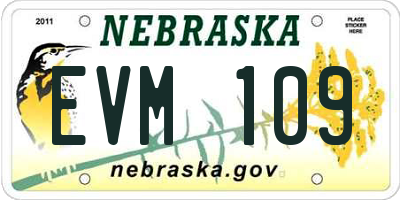 NE license plate EVM109