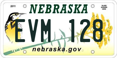 NE license plate EVM128